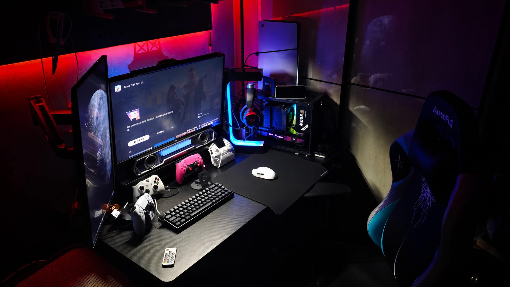 Beacon 01 shown in a red and blue real desktop setup